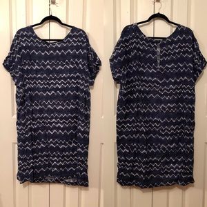 Old Navy linen blend chevron tie dye shift dress